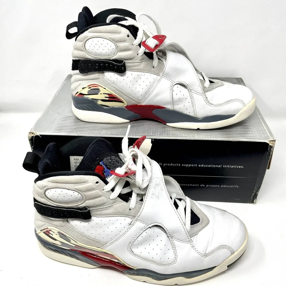 Nike Air Jordan 8 Retro Bugs‎ Bunny Men 11 White Vintage Shoes 2002 305381 101